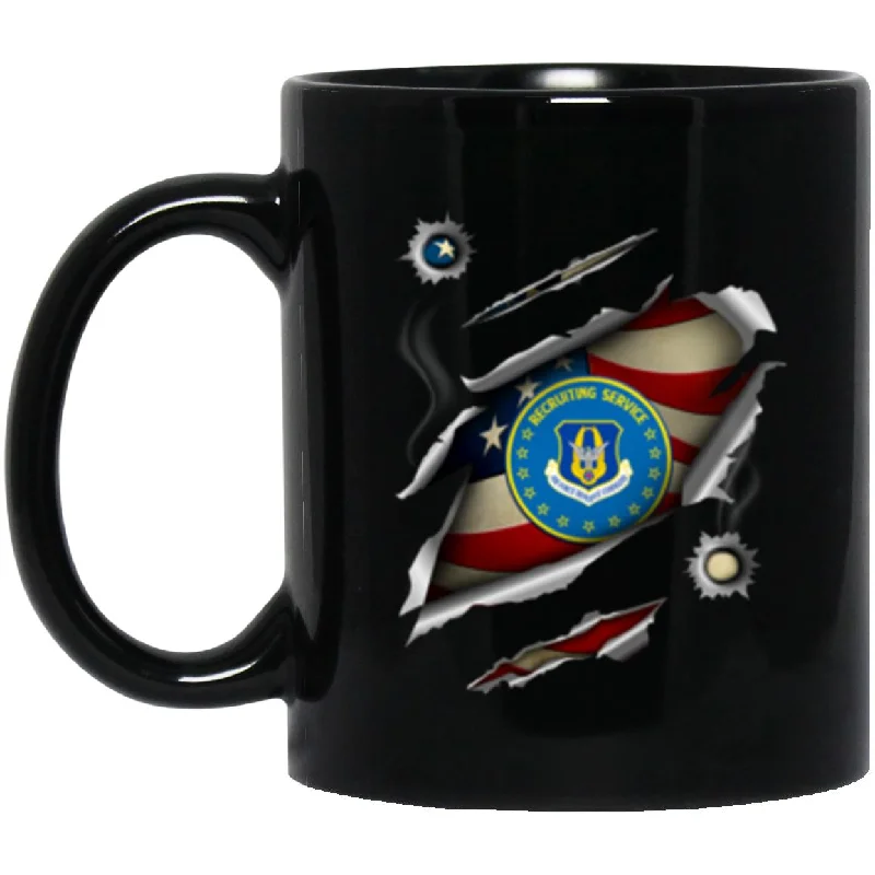 insulated tea mugs for all-day use-US air force reserve recruiting service 3D Bullet Holes Effect 11oz - 15oz Black Mug