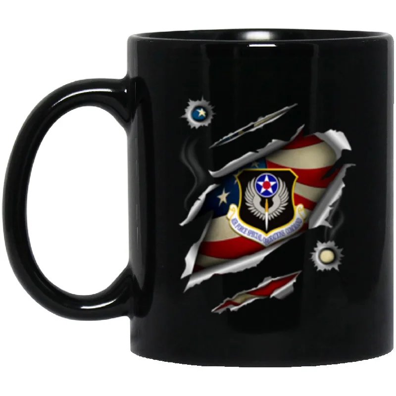 personalized mugs for holiday celebrations-US Air Force Special Operations Command 3D Bullet Holes Effect 11oz - 15oz Black Mug