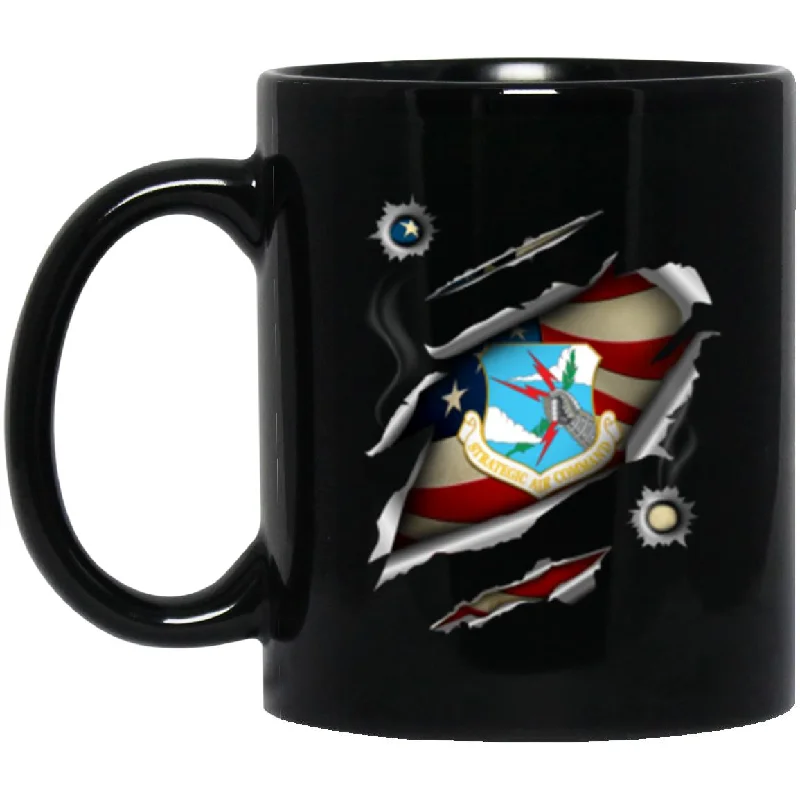 stylish coffee mugs with inspirational quotes-US Air Force Strategic Air Command 3D Bullet Holes Effect 11oz - 15oz Black Mug