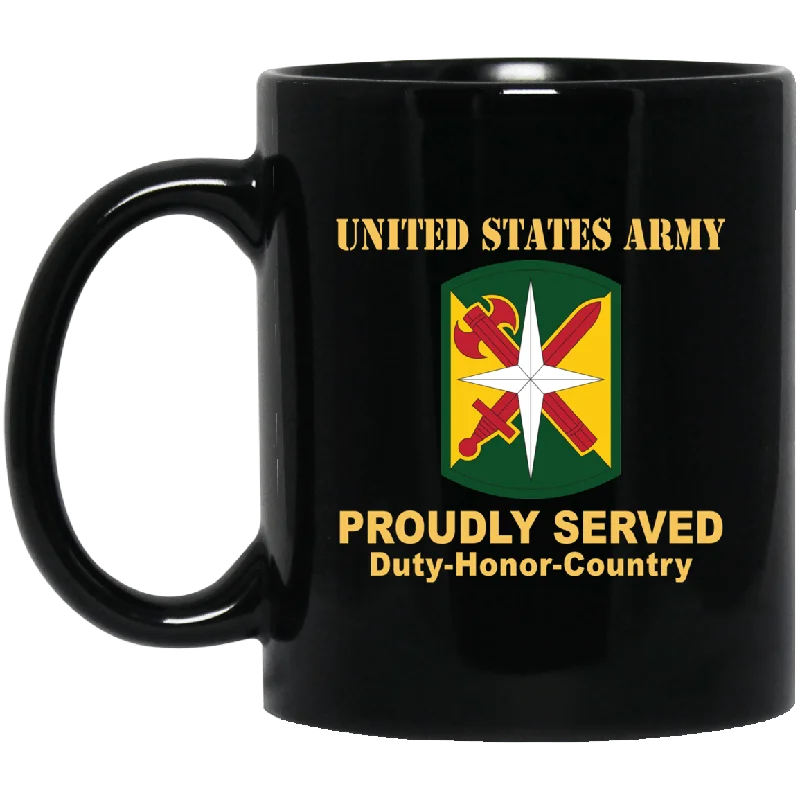 eco-friendly ceramic mugs with unique prints-US ARMY 14TH MILITARY POLICE BRIGADE- 11 oz - 15 oz Black Mug