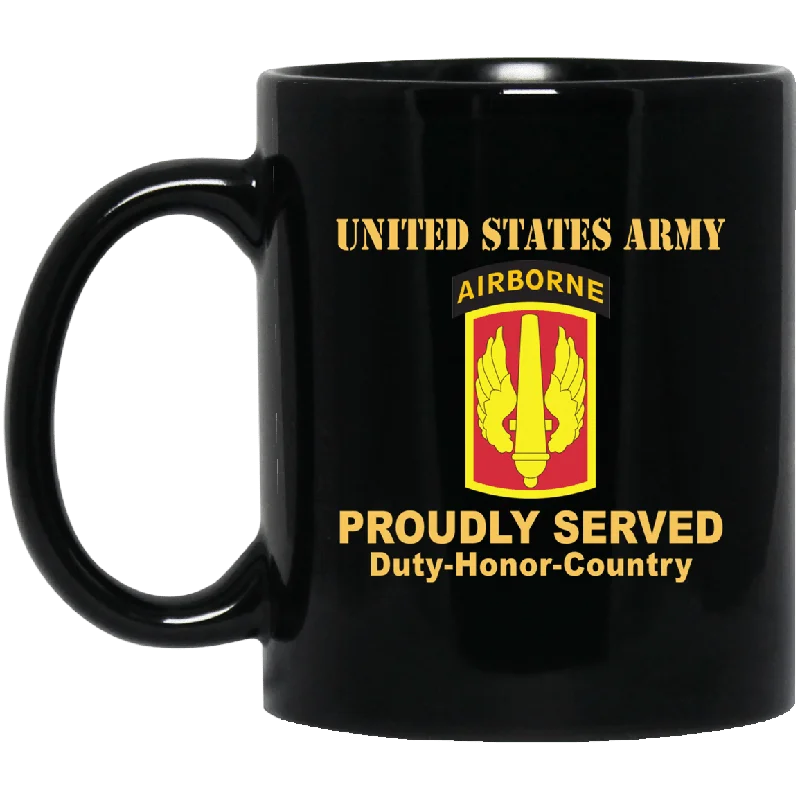 personalized ceramic mugs with funny messages-US ARMY 18TH FIELD ARTILLERY WITH AIRBORNE TAB- 11 oz - 15 oz Black Mug