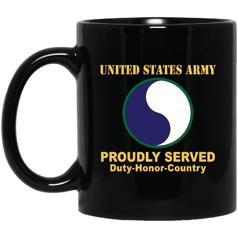 eco-friendly ceramic coffee mugs with handles-US ARMY 29TH INFANTRY DIVISION CSIB - 11 oz - 15 oz Black Mug