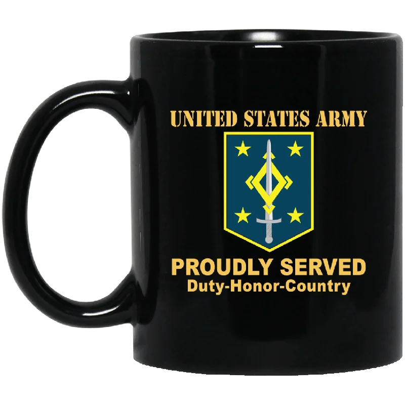 personalized mugs with name and date-US ARMY 4TH MANEUVER ENHANCEMENT BRIGADE- 11 oz - 15 oz Black Mug