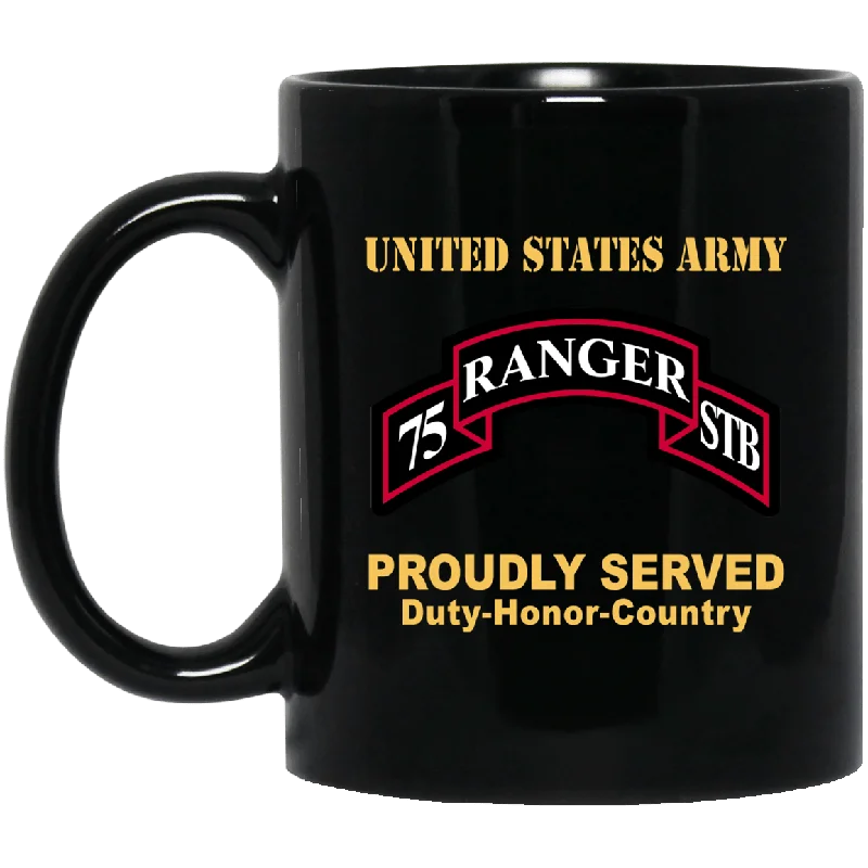 stylish coffee cups for casual gatherings-US ARMY 75TH RANGER REGIMENT SPECIALITY TROOPS BATTALION - 11 oz - 15 oz Black Mug