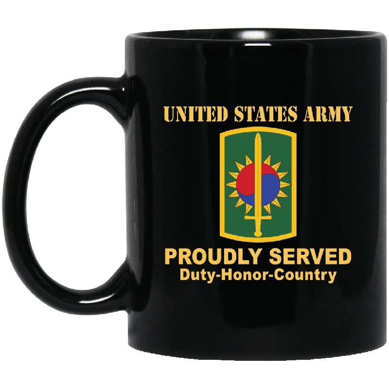 ceramic coffee mugs with custom logos-US ARMY 8TH MILITARY POLICE BRIGADE- 11 oz - 15 oz Black Mug