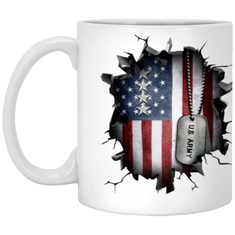 funny tea mugs for family and friends-US Army O-10 General O10 GEN General Officer Ranks 3D Break Effect 11oz - 15oz White Mug