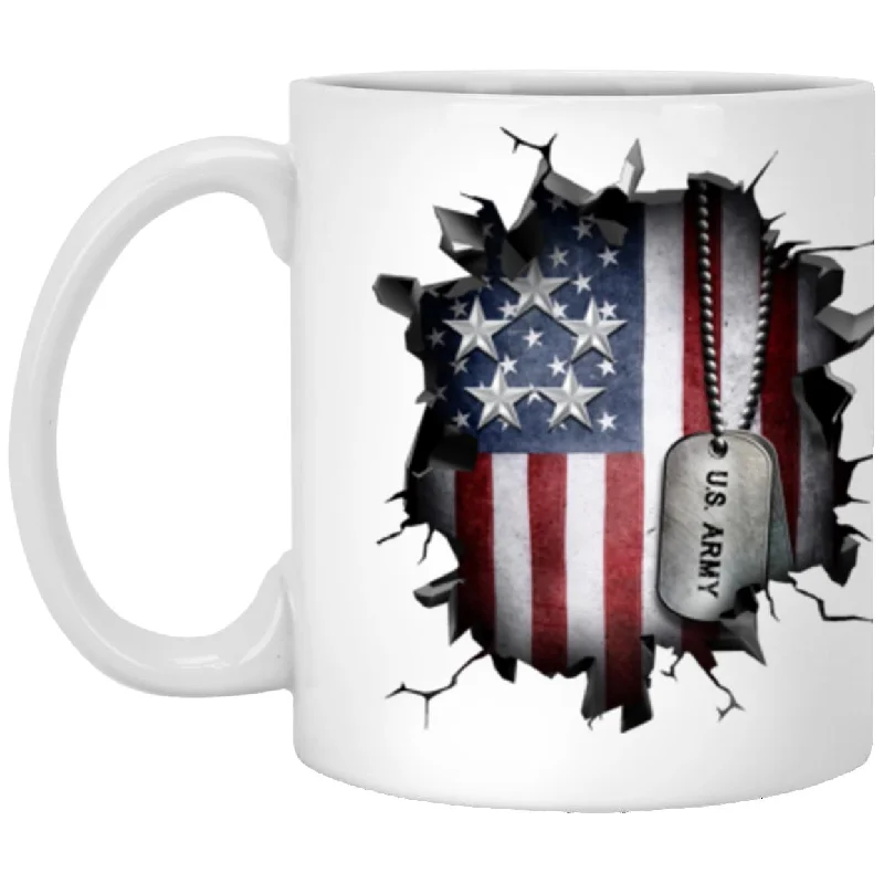 large coffee mugs with custom logos for businesses-US Army O-10 General of the Army O10 GA General Officer Ranks 3D Break Effect 11oz - 15oz White Mug