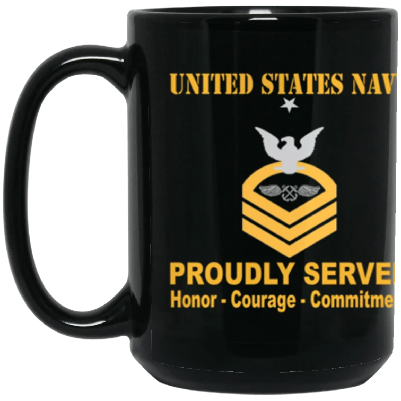 funny coffee mugs for relaxing evenings-US Navy Aviation Boatswain's Mate Navy AB E-8 15 oz. Black Mug