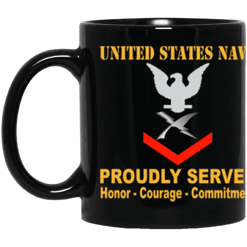 unique coffee mugs with funny messages-US Navy Cryptologic technician Navy CT E-4 11 oz. Black Mug