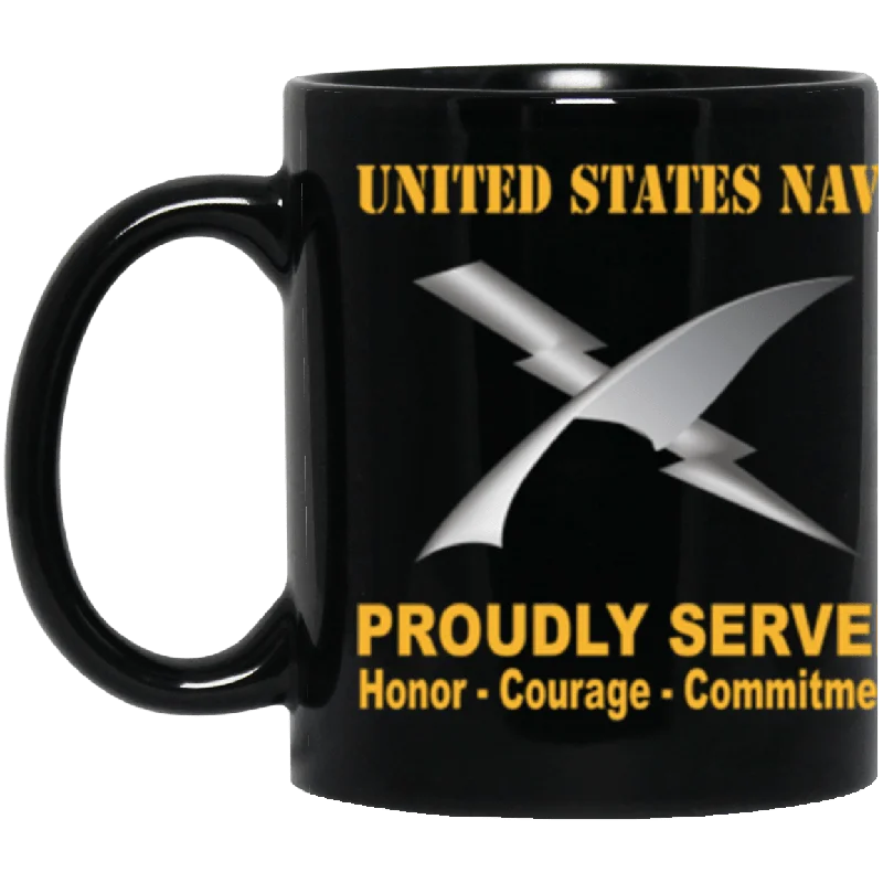 large custom mugs for family gifts-US Navy Cryptologic technician Navy CT Proudly Served Core Values 11 oz. Black Mug