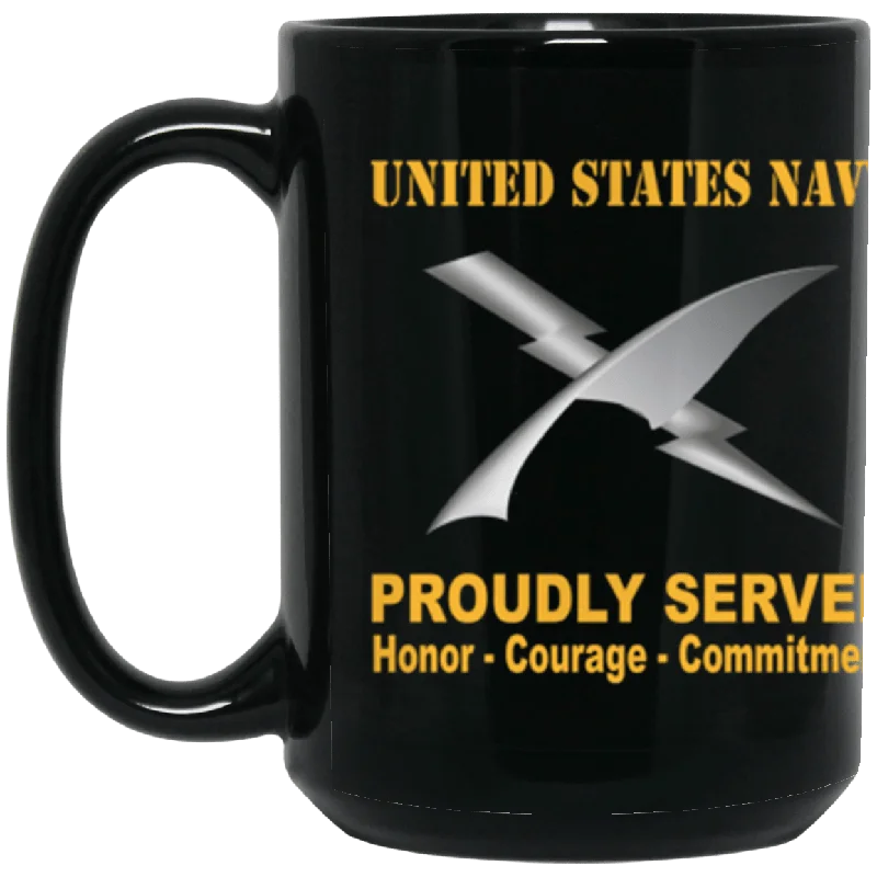 best coffee cups for afternoon tea-US Navy Cryptologic technician Navy CT Proudly Served Core Values 15 oz. Black Mug