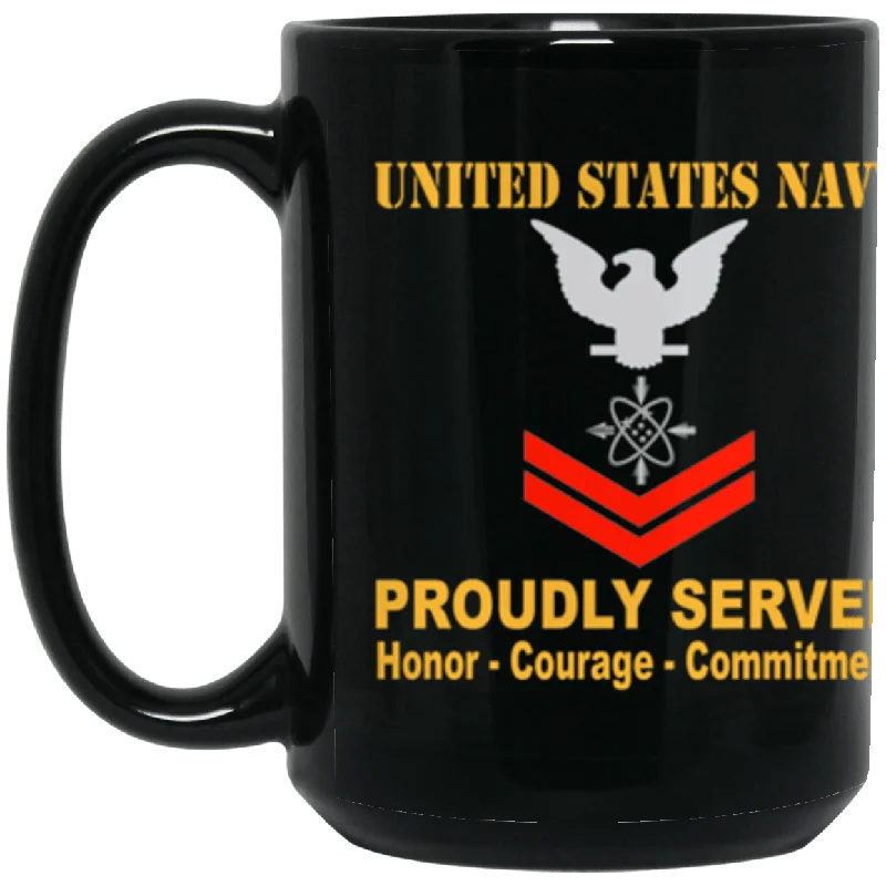 custom mugs for holiday gift baskets-US Navy Data systems technician Navy DS E-5 Red Stripe 15 oz. Black Mug