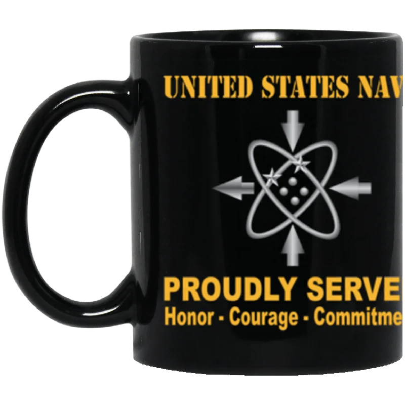 eco-friendly travel mugs with handles-US Navy Data systems technician Navy DS Proudly Served Core Values 11 oz. Black Mug