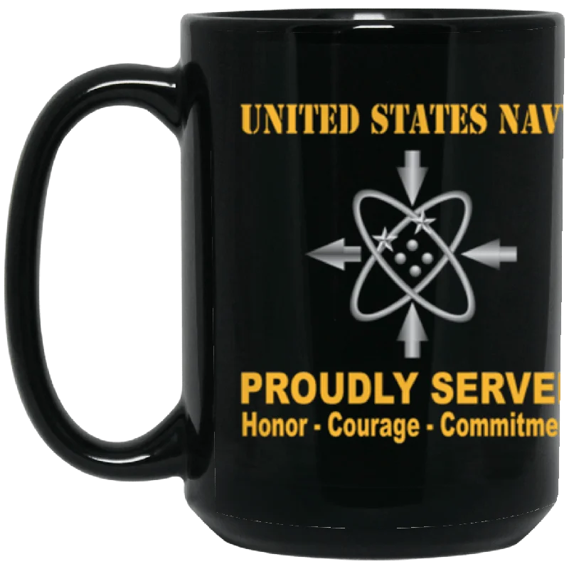 funny mugs for morning tea sessions-US Navy Data systems technician Navy DS Proudly Served Core Values 15 oz. Black Mug