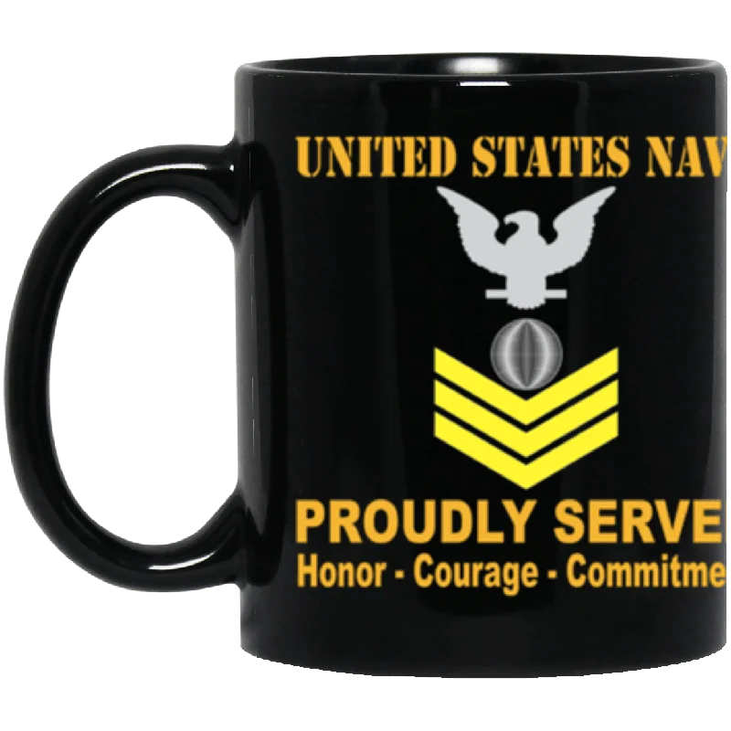 funny coffee mugs with inspirational sayings-US Navy Electrician's mate Navy EM E-6 Gold Stripe 11 oz. Black Mug