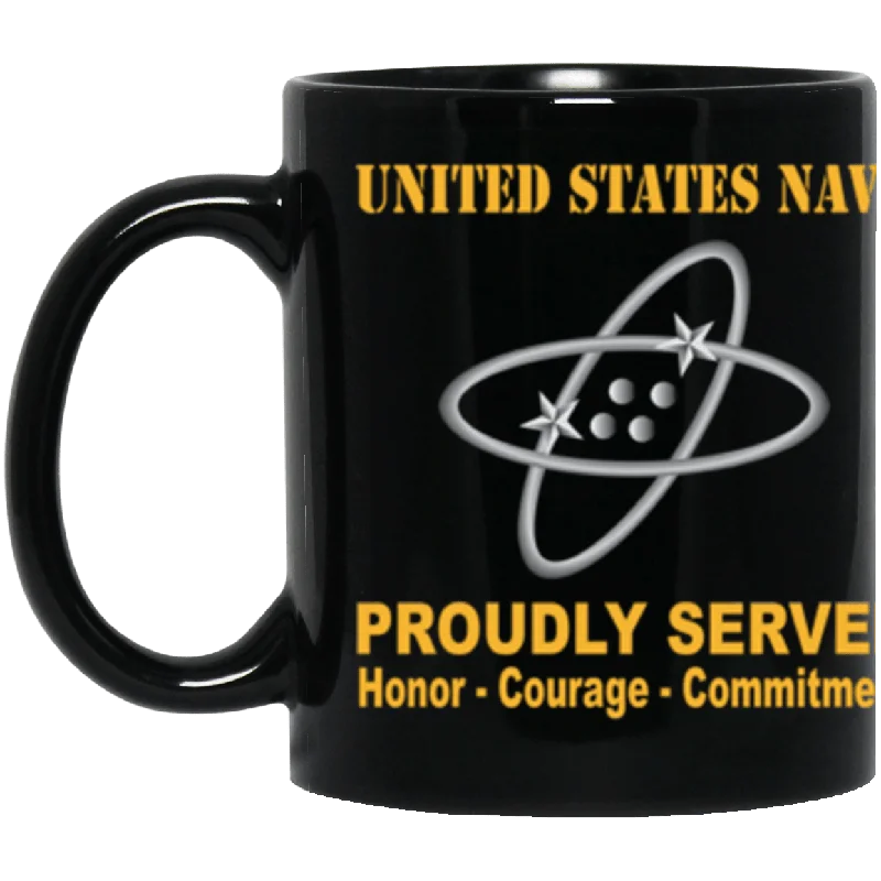 personalized travel coffee mugs for weddings-US Navy Electronics technician Navy ET Proudly Served Core Values 11 oz. Black Mug