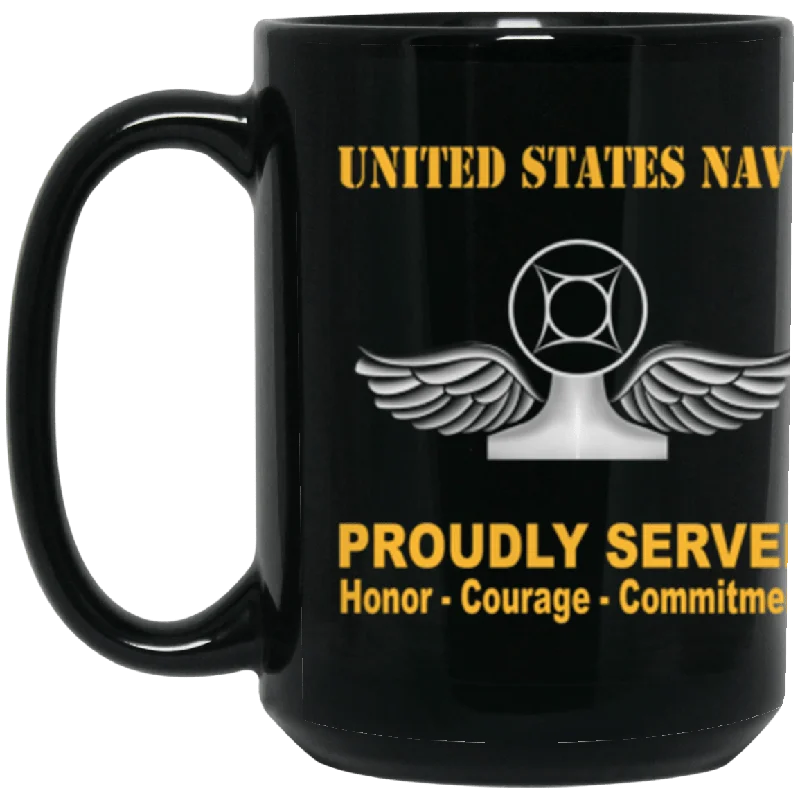 large ceramic mugs for coffee stations-US Navy Navy Air Traffic Controller Navy AC Proudly Served Core Values 15 oz. Black Mug