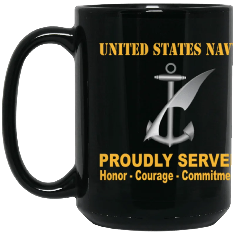 large ceramic coffee mugs for tea lovers-US Navy Navy Counselor Navy NC Proudly Served Core Values 15 oz. Black Mug