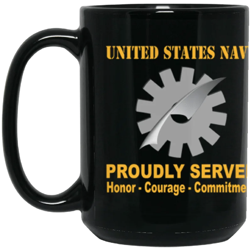 custom photo mugs for special gifts-US Navy Navy Data Processing Technician Navy DP Proudly Served Core Values 15 oz. Black Mug