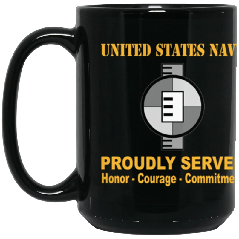 personalized travel coffee mugs for teachers-US Navy Navy Engineering Aide Navy EA Proudly Served Core Values 15 oz. Black Mug