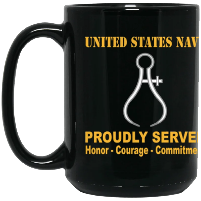 stylish tea mugs for morning rituals-US Navy Navy Instrumentman Navy IM Proudly Served Core Values 15 oz. Black Mug