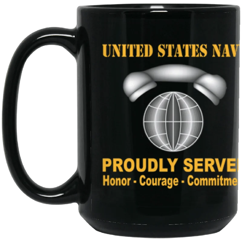 unique photo mugs for memorable gifts-US Navy Navy Interior Communications Electrician Navy IC Proudly Served Core Values 15 oz. Black Mug