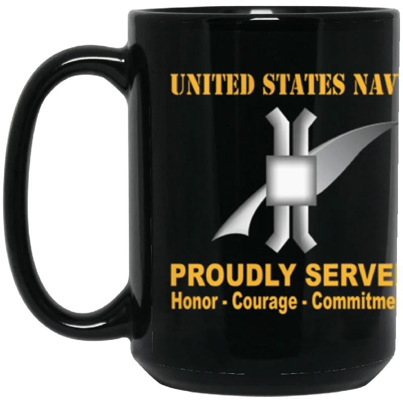 custom coffee mugs for special occasions-US Navy Navy Legalman Navy LN Proudly Served Core Values 15 oz. Black Mug