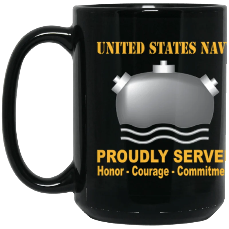 best thermal coffee mugs for winter mornings-US Navy Navy Mineman Navy MN Proudly Served Core Values 15 oz. Black Mug