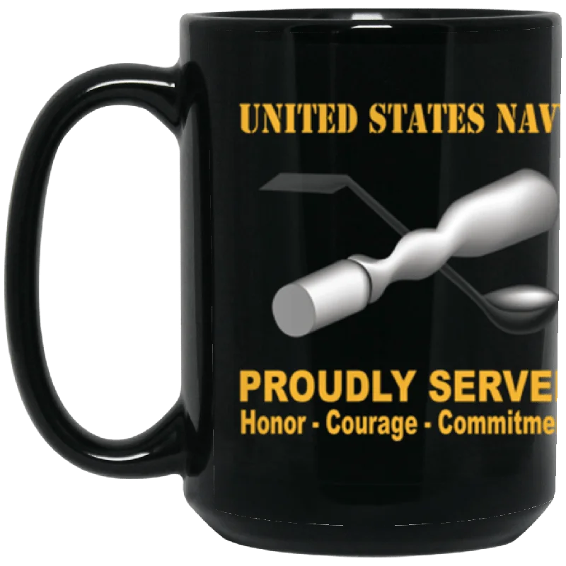 personalized coffee cups with photos for gifts-US Navy Navy Molder Navy ML Proudly Served Core Values 15 oz. Black Mug