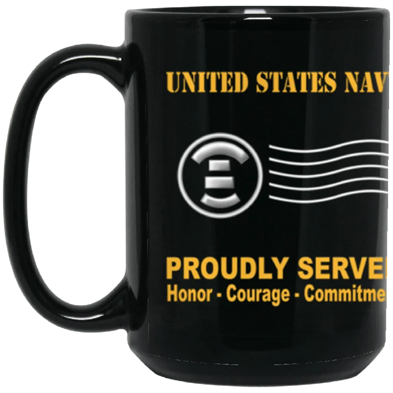 best coffee cups for afternoon tea-US Navy Navy Postal Clerk Navy PC Proudly Served Core Values 15 oz. Black Mug