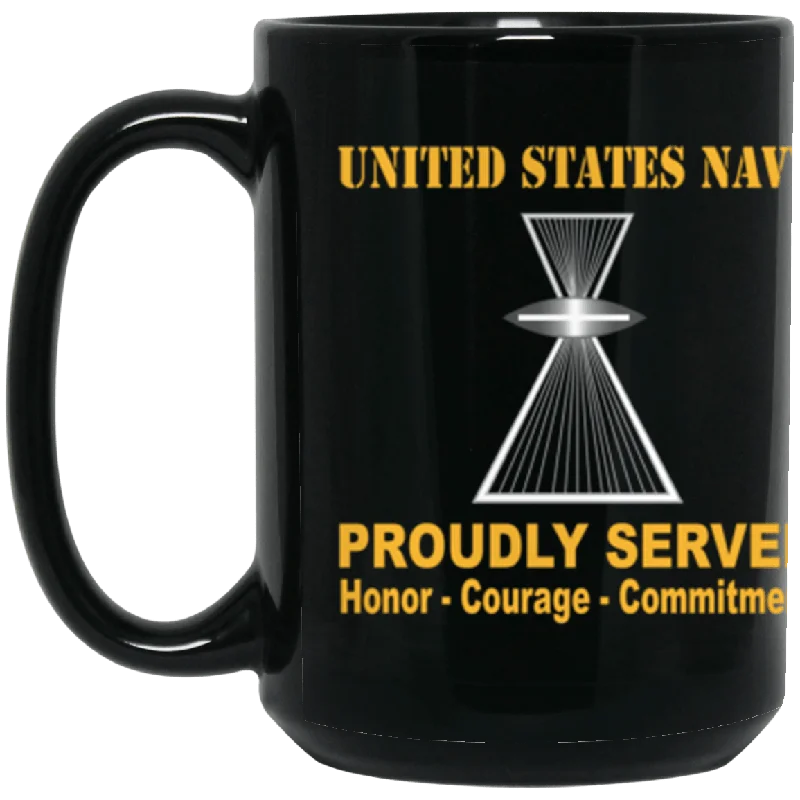 best coffee mugs for winter mornings-US Navy Photographer's Mate Navy PH Proudly Served Core Values 15 oz. Black Mug