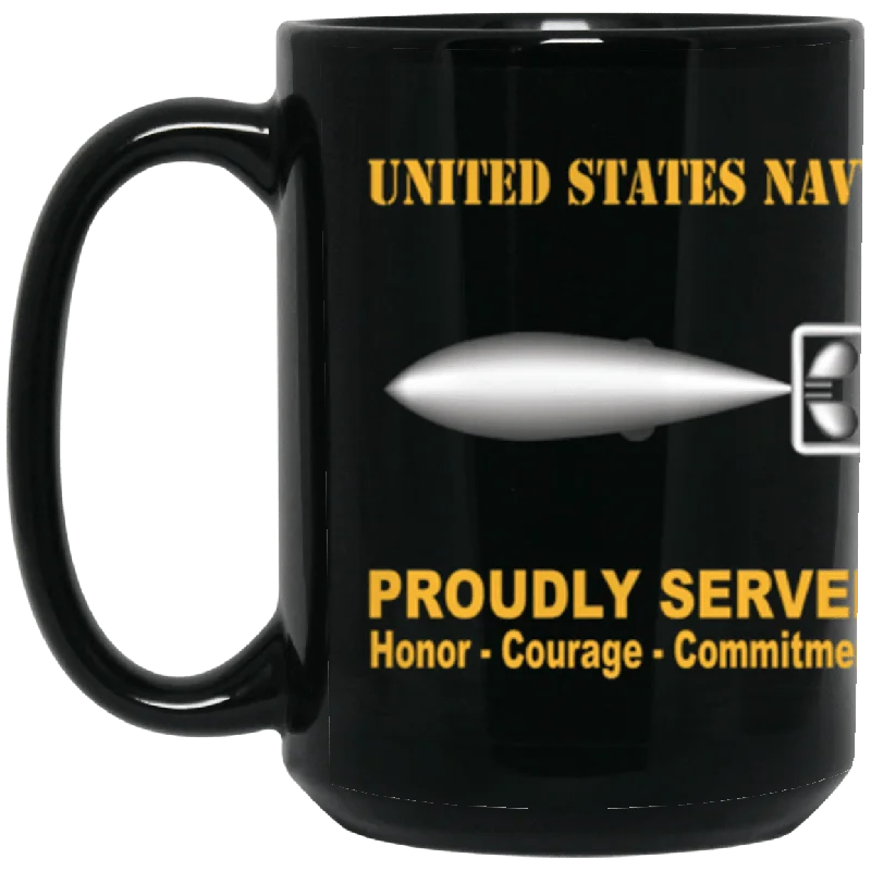 custom coffee cups with names for gifts-US Navy Torpedoman's mate Navy TM Proudly Served Core Values 15 oz. Black Mug