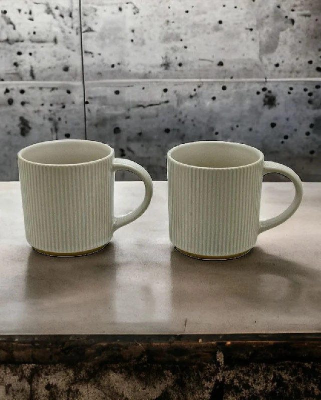 unique coffee mugs for office gift exchange-Vintage Style Ceramic Mugs | Multiple Colors | Set of 2 | 3 x 4 inches