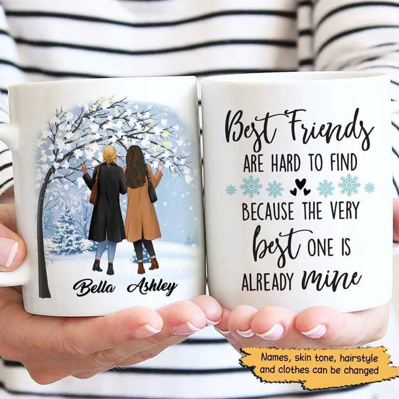 insulated mugs for tea lovers-Winter Tree Life Is Better With Besties Personalized Mug