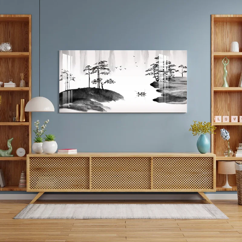 abstract geometric wall prints for home-A Man & The Forest Acrylic Wall Art