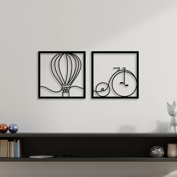 tropical wall art for bedroom-Balloon With Cycle Metal Wall Art