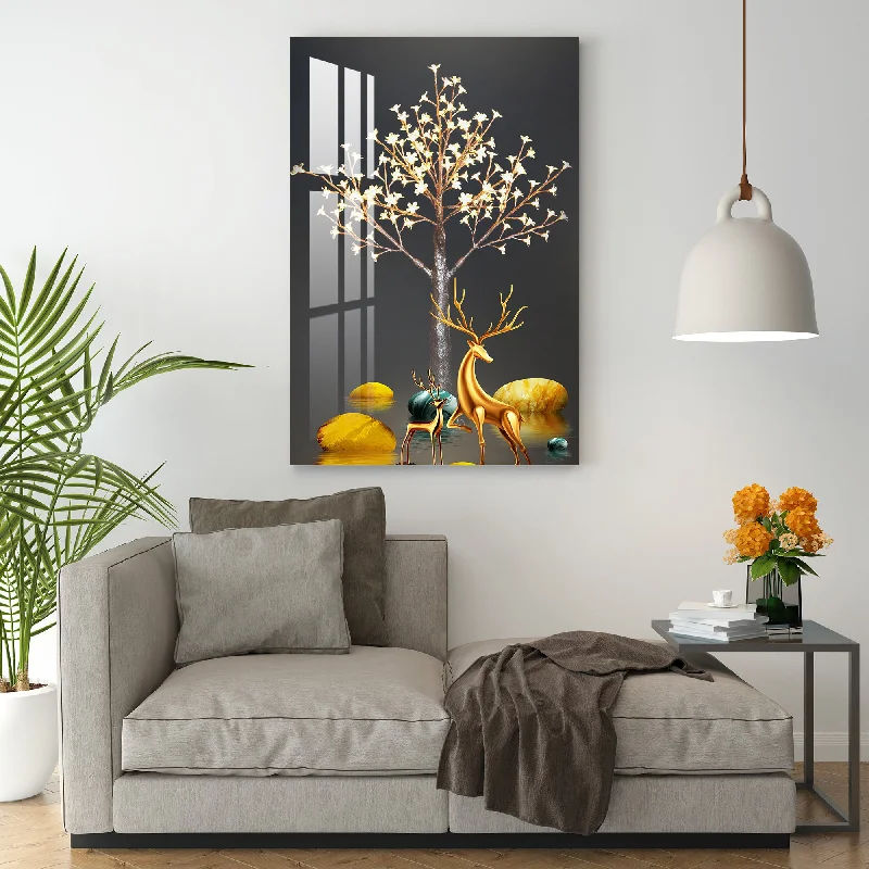 modern tropical art for bedroom-Blooming Tree Acrylic Wall Art