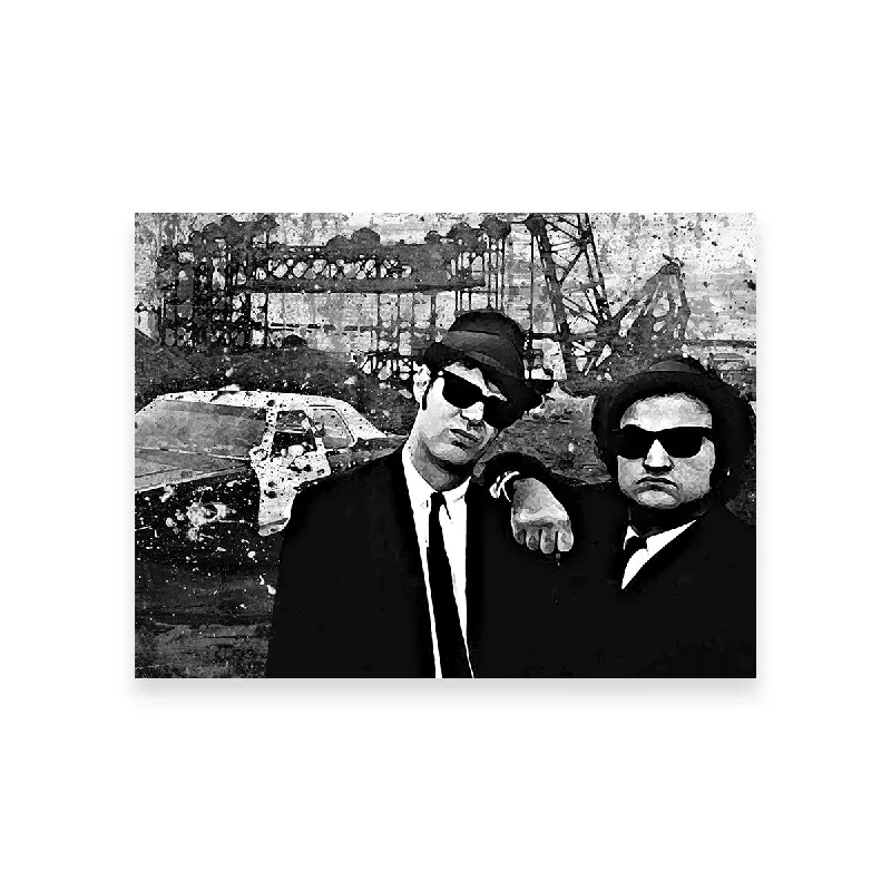 minimalist coastal canvas art-Blues Brothers Grayscale