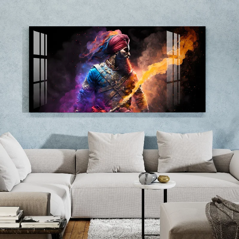 modern art prints for home office-Brave Sikh Warrior Acrylic Wall Art