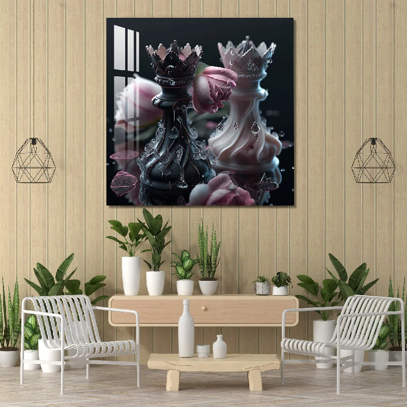 artistic geometric canvas wall prints-Chess Queens Acrylic Wall Art