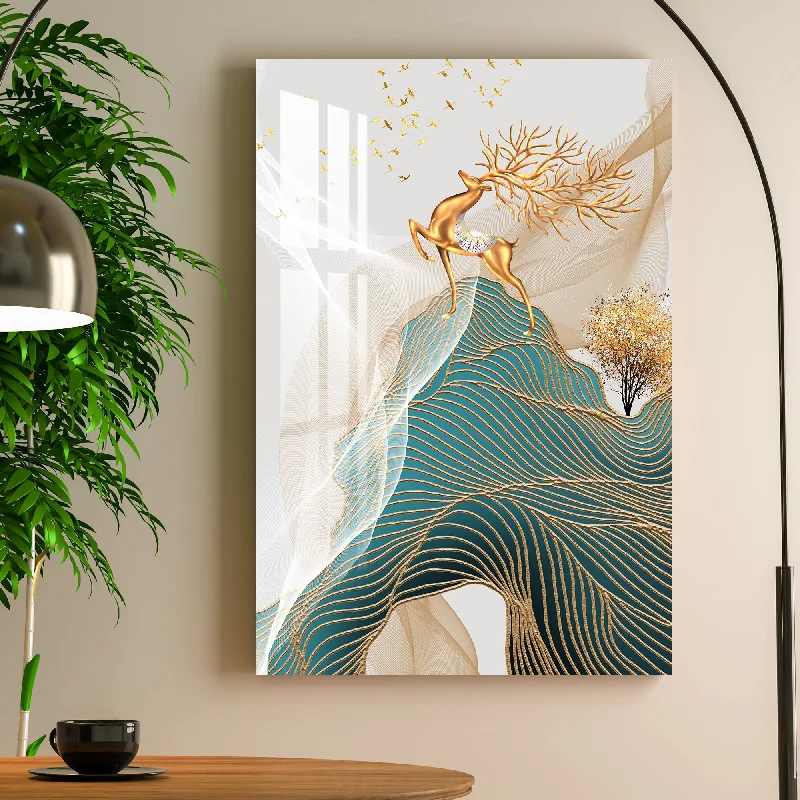 oversized nature canvas art for living room-Dancing Deer Acrylic Wall Art