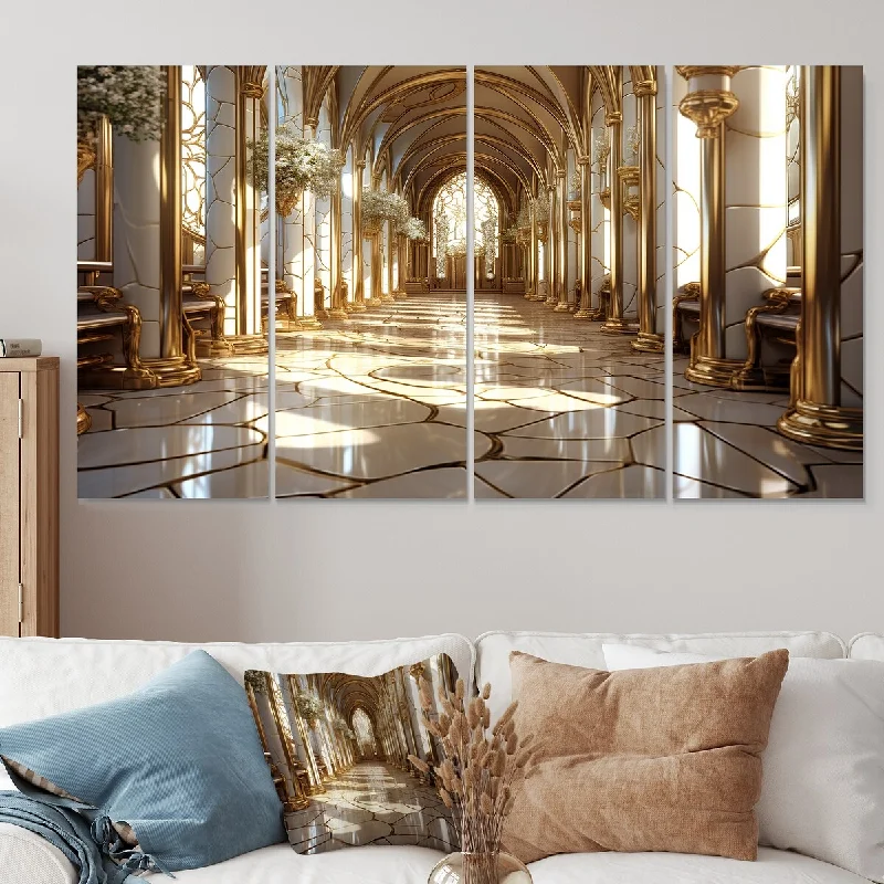 colorful contemporary wall prints-Designart "Baroque Basilica Church" Church Extra Large Canvas Set Of 4 - Oversized Cabin Wall Decor Art For Living Room