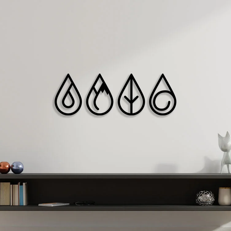 black and white art for home-Elegant Water Drop Shape Metal Wall Art