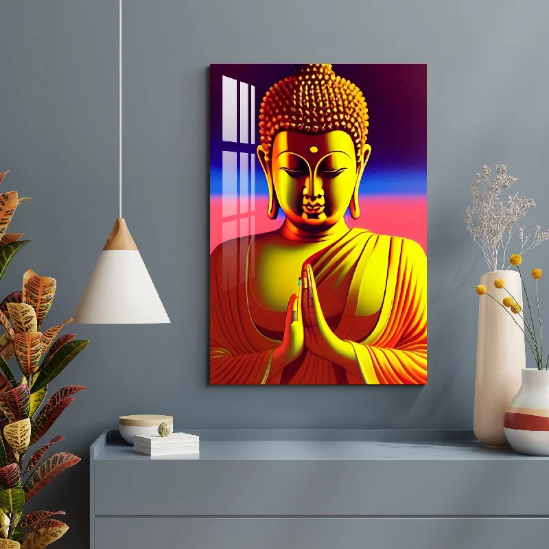 vintage tropical canvas prints-Enlightening Lord Buddha Acrylic Wall Art