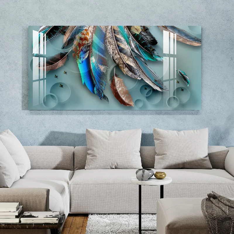 vibrant abstract art canvas prints-Feather of Fortune Acrylic Wall Art - 29.5X14.5 Inch / 5MM