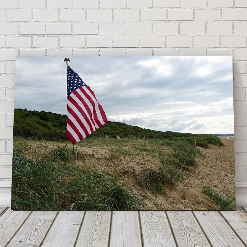 geometric canvas prints for office-Flag On Omaha Beach