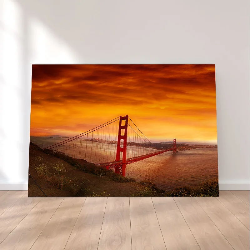 modern art prints for home office-Golden Gate Bridge Sunset