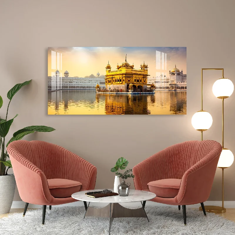 contemporary vibrant art prints-Holy Place Golden Temple Acrylic Wall Art