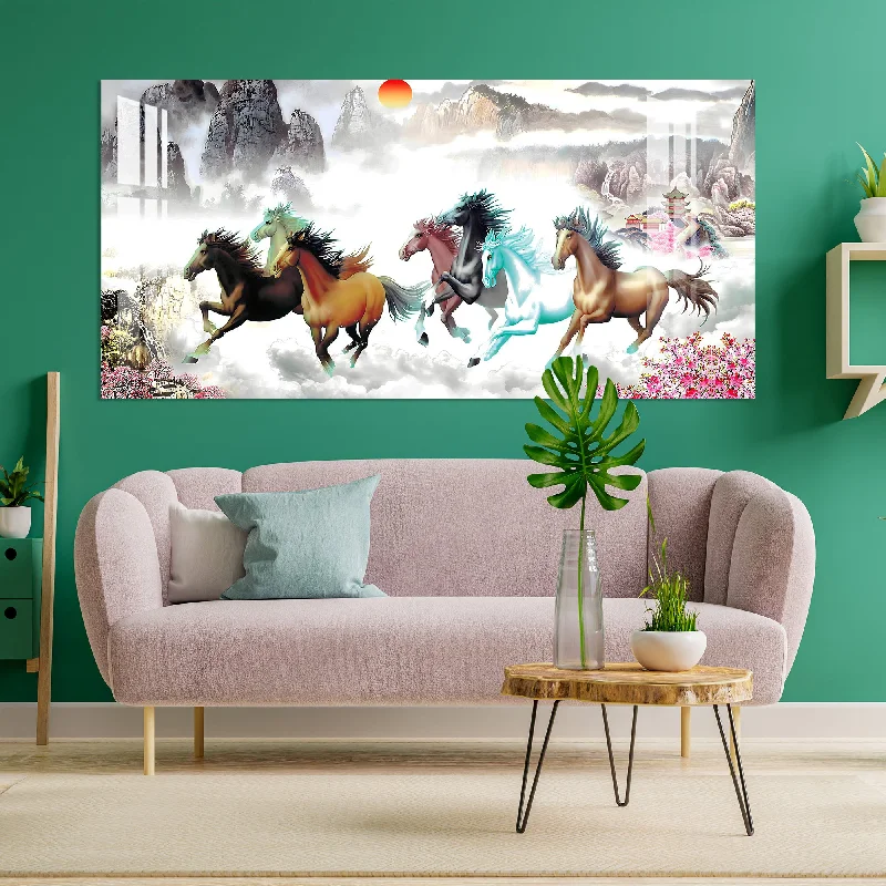 tropical landscape art prints-Horses of Paradise Acrylic Wall Art