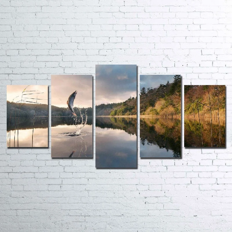 creative cityscape prints for home-Jumping Fish 5 Piece Canvas Set